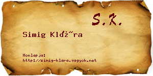 Simig Klára névjegykártya